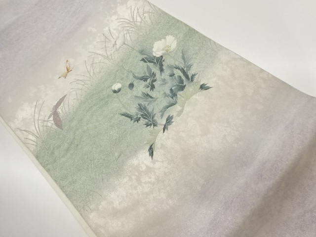 JAPANESE FUKURO OBI / WOVEN FLORAL PLANTS